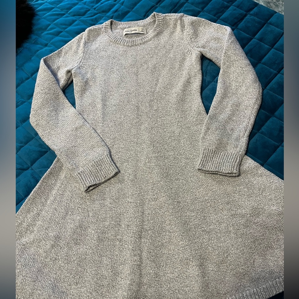 Gray Knit Sweater Dress with sparkle Abercrombie Kids Sz 7/8
